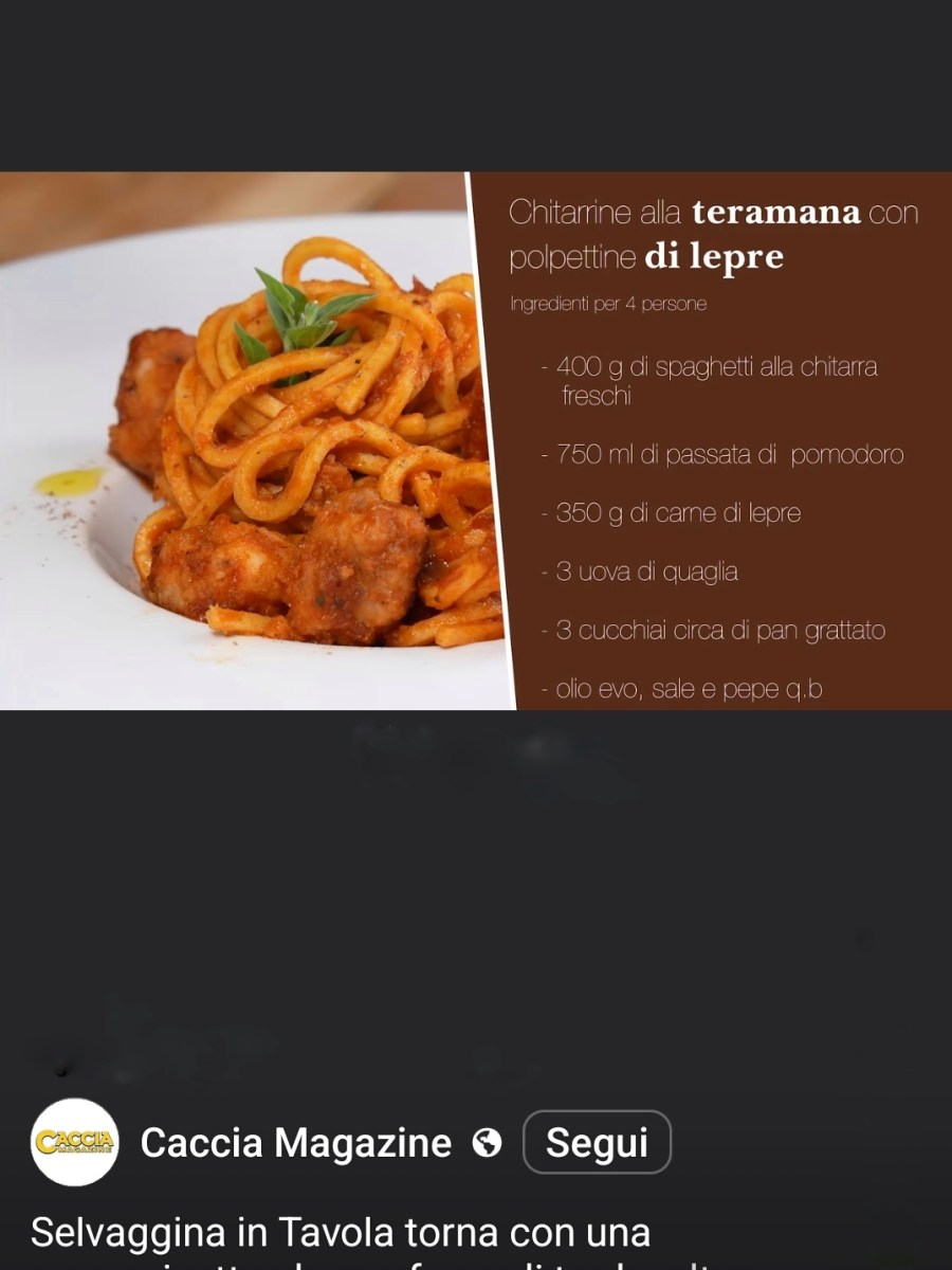 Chitarra e polpette di lepre! La seconda&nbsp;VIDEORICETTA